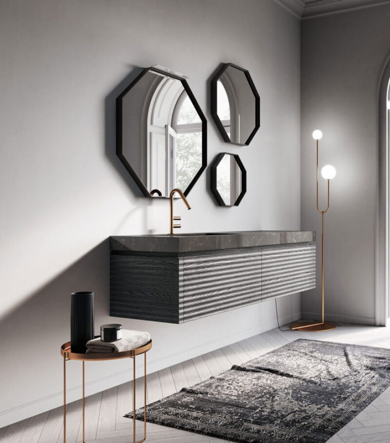 BERNSTEIN - Armadio A Specchio In Alluminio Con 4 Ripiani E 3 Ante Con Illuminazione A Led Per Bagno E Toilette 120x70x16cm Multy Bs120 89709026