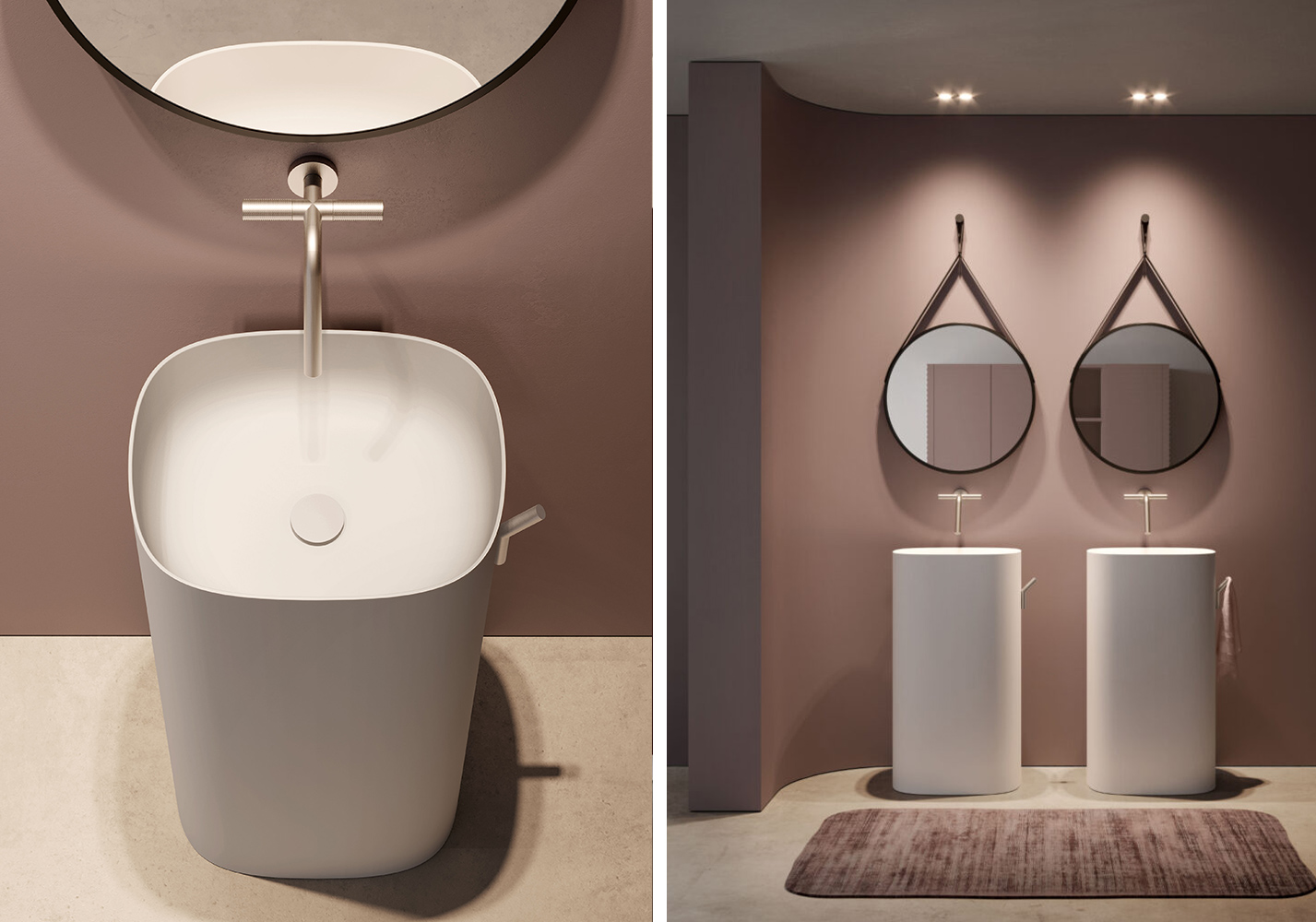 Colours and textured surfaces of sculptural elegance for a modern bathroom  - Ideagroup