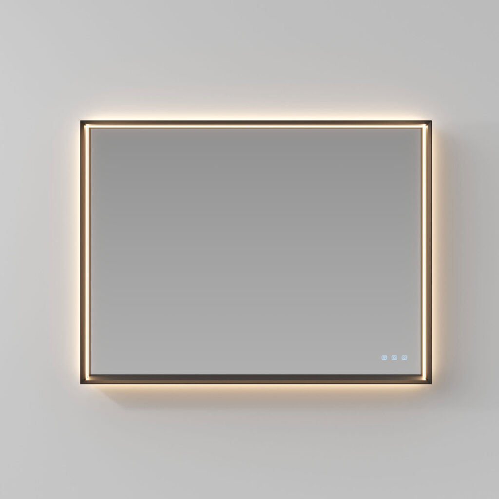 Specchio rettangolare Pigreco retroilluminato con telaio in alluminio e illuminazione integrata  - Ideagroup