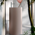 Lavabo Cilindro con foro rubinetto freestanding in cristalplant  - Ideagroup