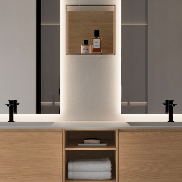 Vani a giorno come elemento d’appoggio per gli oggetti quotidiani per donare ritmo alla composizione