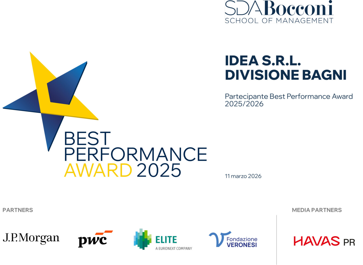 Ideagroup al Best Performance Award SDA Bocconi 2025/26